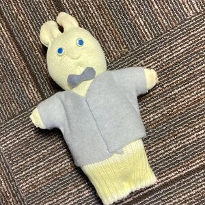 Plush Yellow Bunny with Gray Jacket - Kids Toy